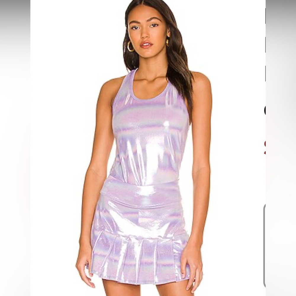 EleVen by Venus Williams Iridescent Liquid Lilac Top and Skirt Set